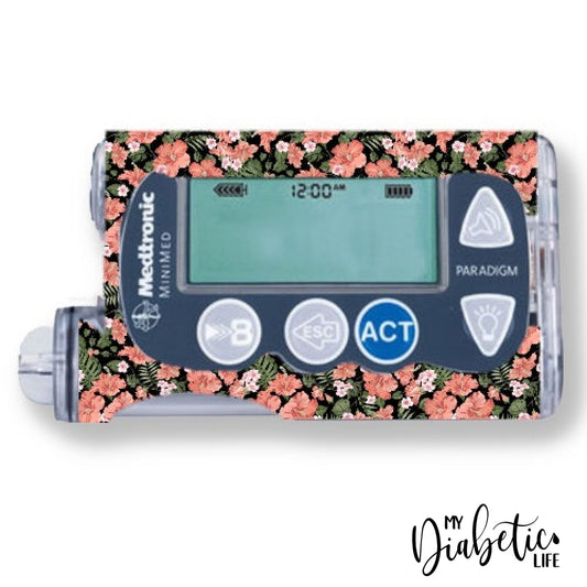 Apricot Hibiscus - Medtronic Paradigm Series 7 Skin And Decal Insulin Pump Sticker