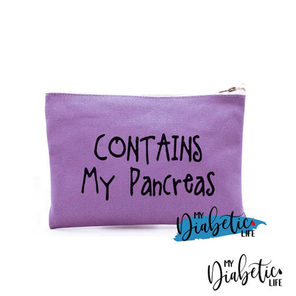 Contains - My Pancreas Diabetes Carry Bag Diabetic Accessories Storage For Medication Purple / Black
