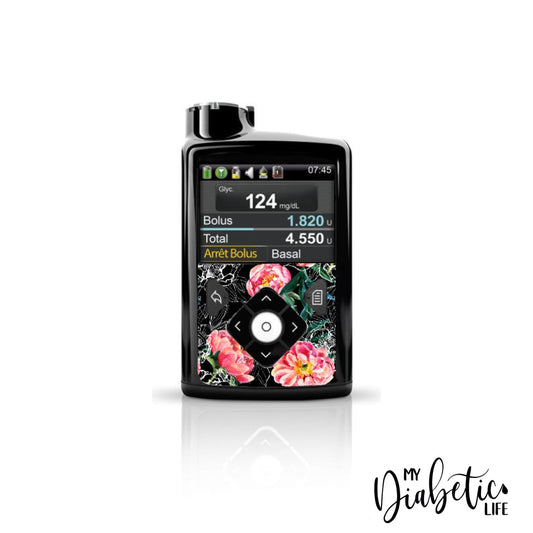 Dark Florals - Medtronic Pump (630/640/670/770) Sticker Front Mini 630/640/670