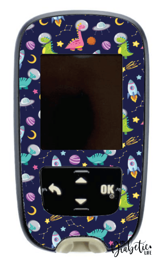 Dino's in space - Accu-chek Guide Peel, skin and Decal, glucose meter sticker - MyDiabeticLife