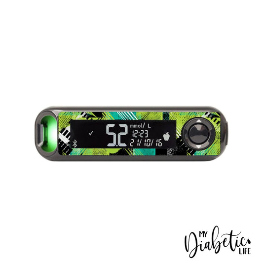 Green Grunge - Contour Next One Peel, skin and Decal, glucose meter sticker - MyDiabeticLife