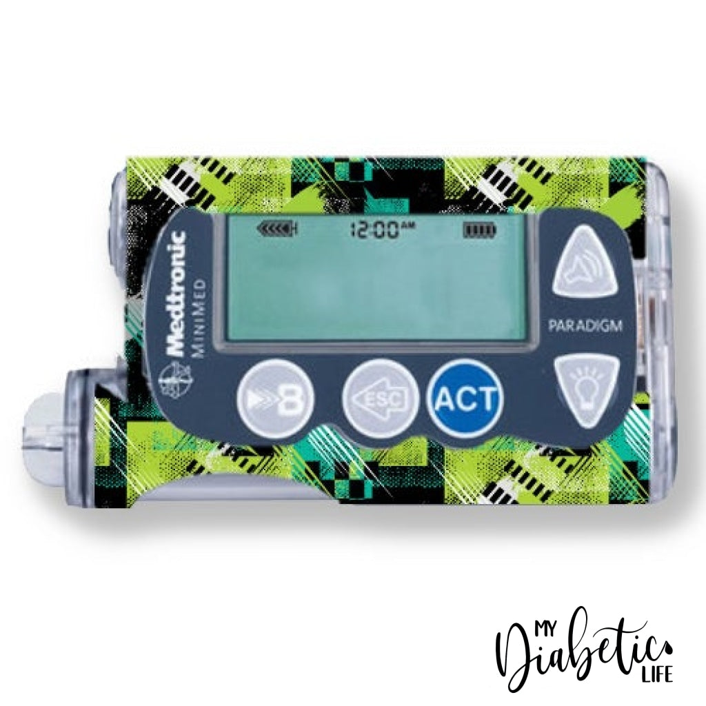 Green Grunge - Medtronic Paradigm Series 7 Skin And Decal Insulin Pump Sticker