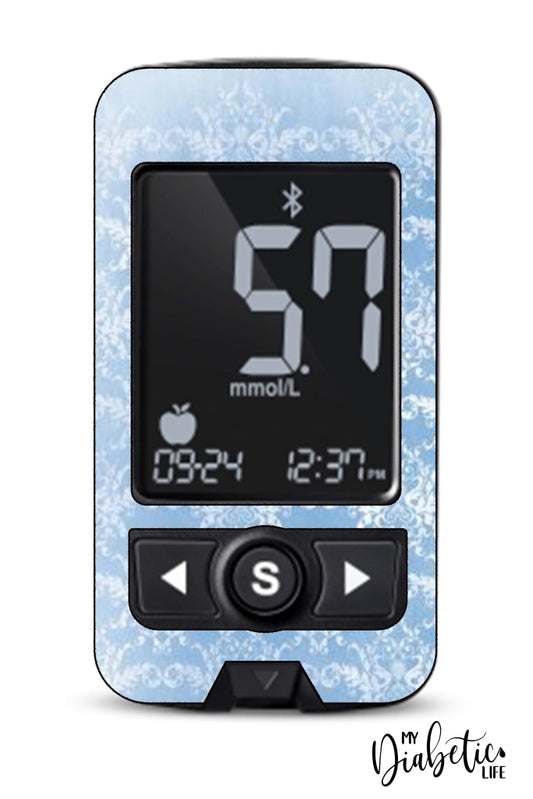 Light Blue Damask - Caresens N Premier, skin and Decal, glucose meter sticker - MyDiabeticLife