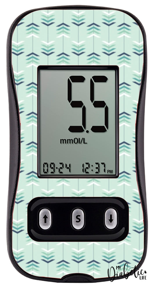 Mint Arrows - Caresens N, skin and Decal, glucose meter sticker - MyDiabeticLife