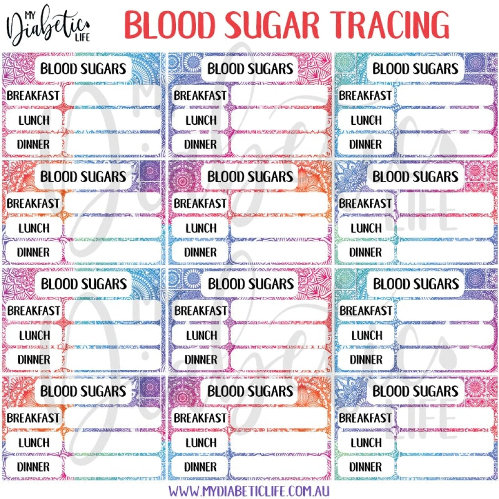 Patterns - Pick you Fav - 12 Blood Sugar Trackers for Planners - MyDiabeticLife