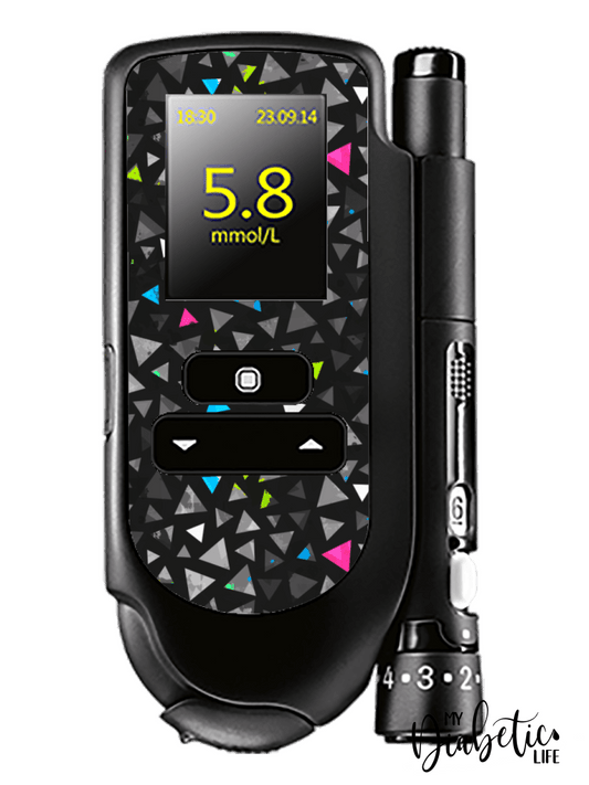 Geo Neon Triangles - Accu-chek Mobile Peel, skin and Decal, glucose meter sticker - MyDiabeticLife