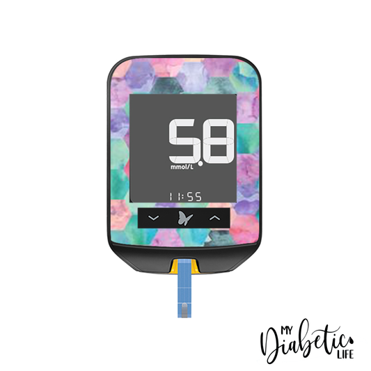 Patchwork Hexagons - Freestyle Optium Neo Peel Skin And Decal Glucose Meter Sticker Freestyle