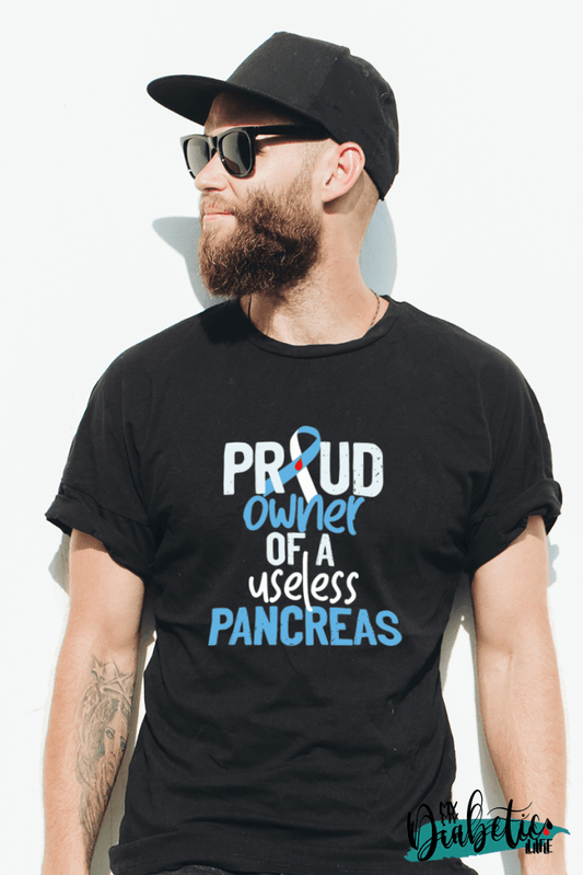 Proud owner of a useless pancreas - Everything hurts - Basic t-shirt, Unisex Graphic Diabetes Tee - MyDiabeticLife