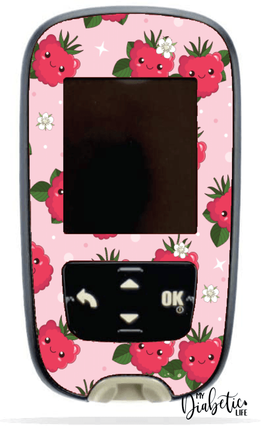 Raspberry Buddies - Accu-chek Guide Peel, skin and Decal, glucose meter sticker - MyDiabeticLife