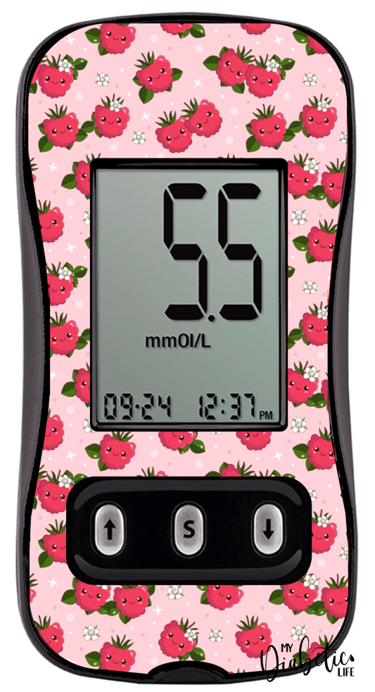 Raspberry Friends - Caresens N, skin and Decal, glucose meter sticker - MyDiabeticLife