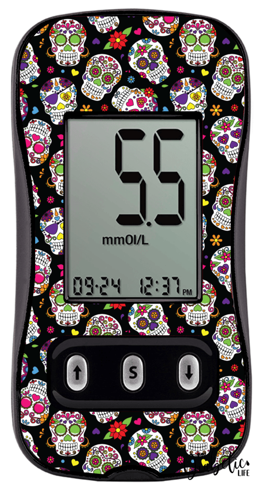 Sugar Skull - Caresens N, skin and Decal, glucose meter sticker - MyDiabeticLife