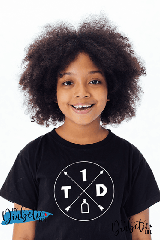 Hipster T1D & Insulin Logo Shirt  - Diabetes awareness, medical, type one diabetic, Basic White t-shirt, Kids Graphic Diabetes Tee - MyDiabeticLife