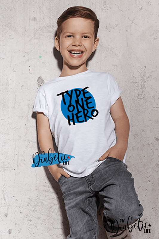 Type One Hero  - Diabetes awareness, medical conditions, type one diabetic, Basic White tshirt, Kids Graphic Diabetes Tee - MyDiabeticLife