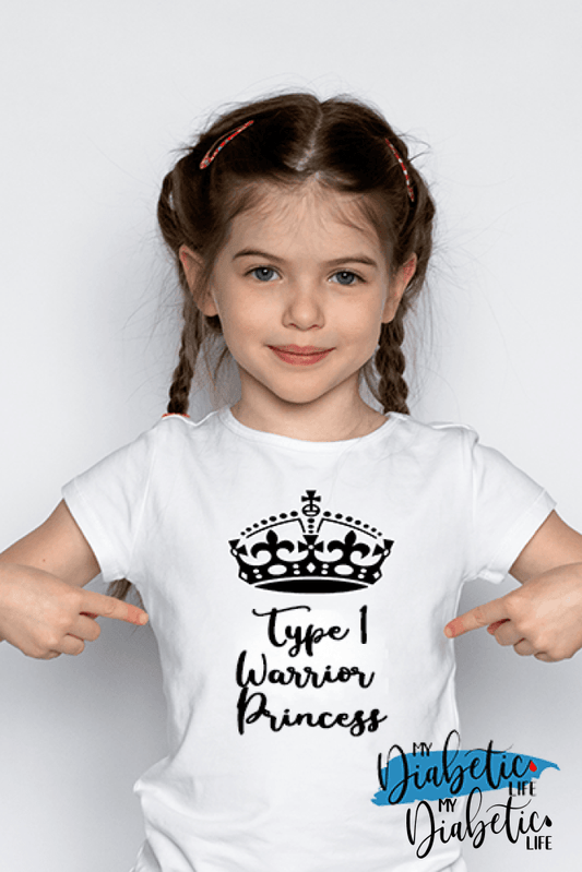 Type one Princess - Diabetes awareness, medical conditions, type one diabetic, Basic White tshirt, Kids Graphic Diabetes Tee - MyDiabeticLife