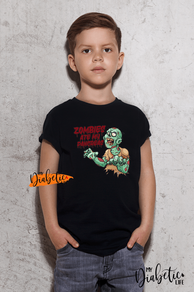 Zombies Ate My Pancreas - Kids Unisex T-Shirt 0 / Black Shirts