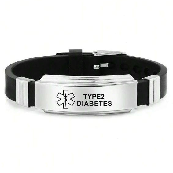 Diabetic Medical ID Wrist Strap (with engraving plate)