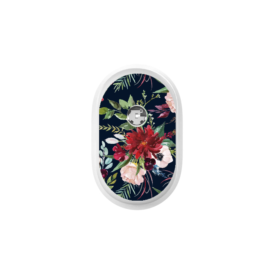 Navy Floral Christmas - Sibionics GS3 CGM Sticker