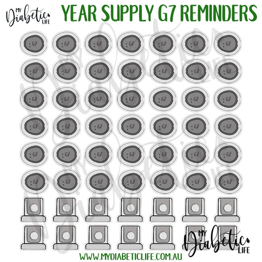 A Years Supply Of G7 Dexcom Change & Order Reminder Planner Stickers