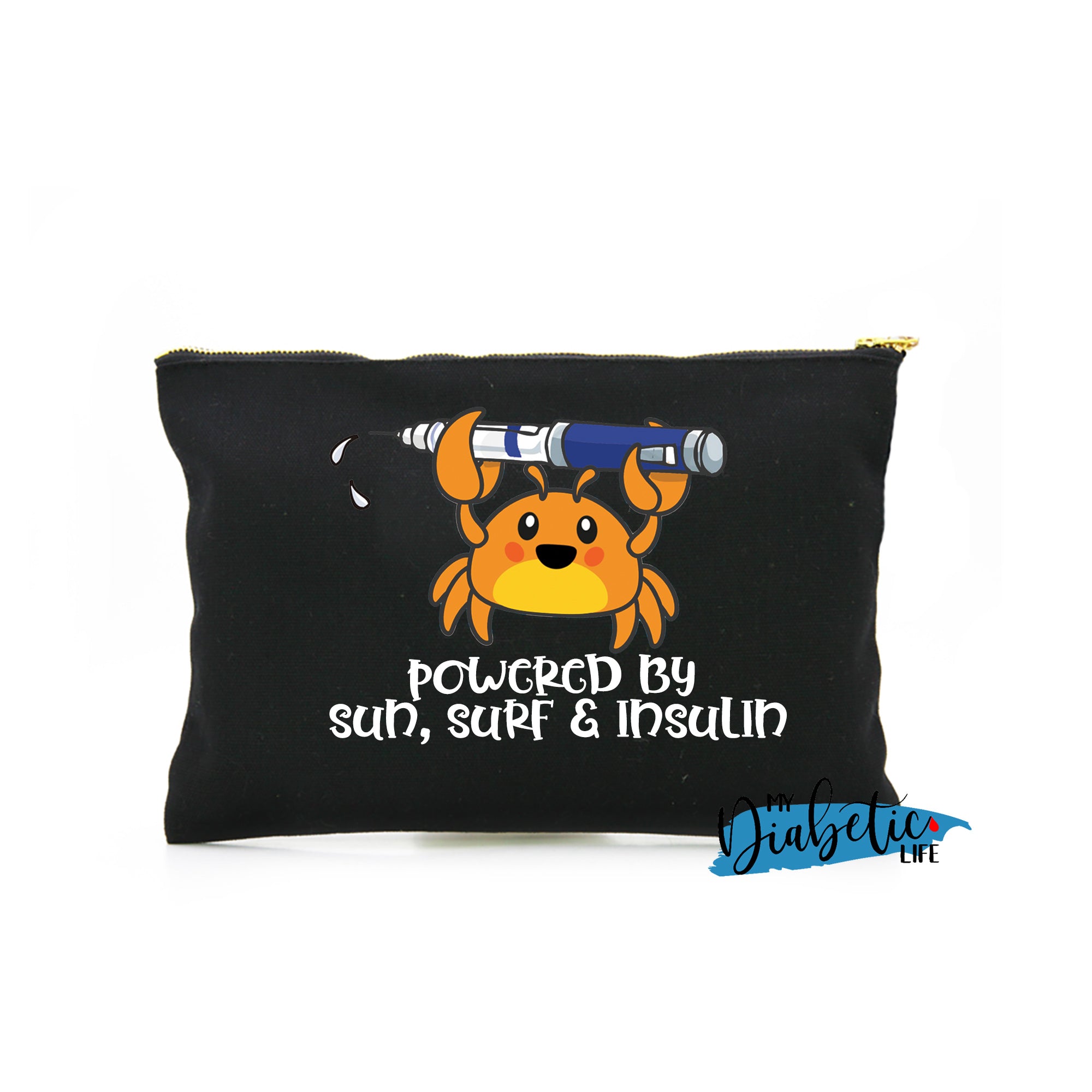 Im a crab - Powered by Sun Surf & Insulin - Carry all storage bag