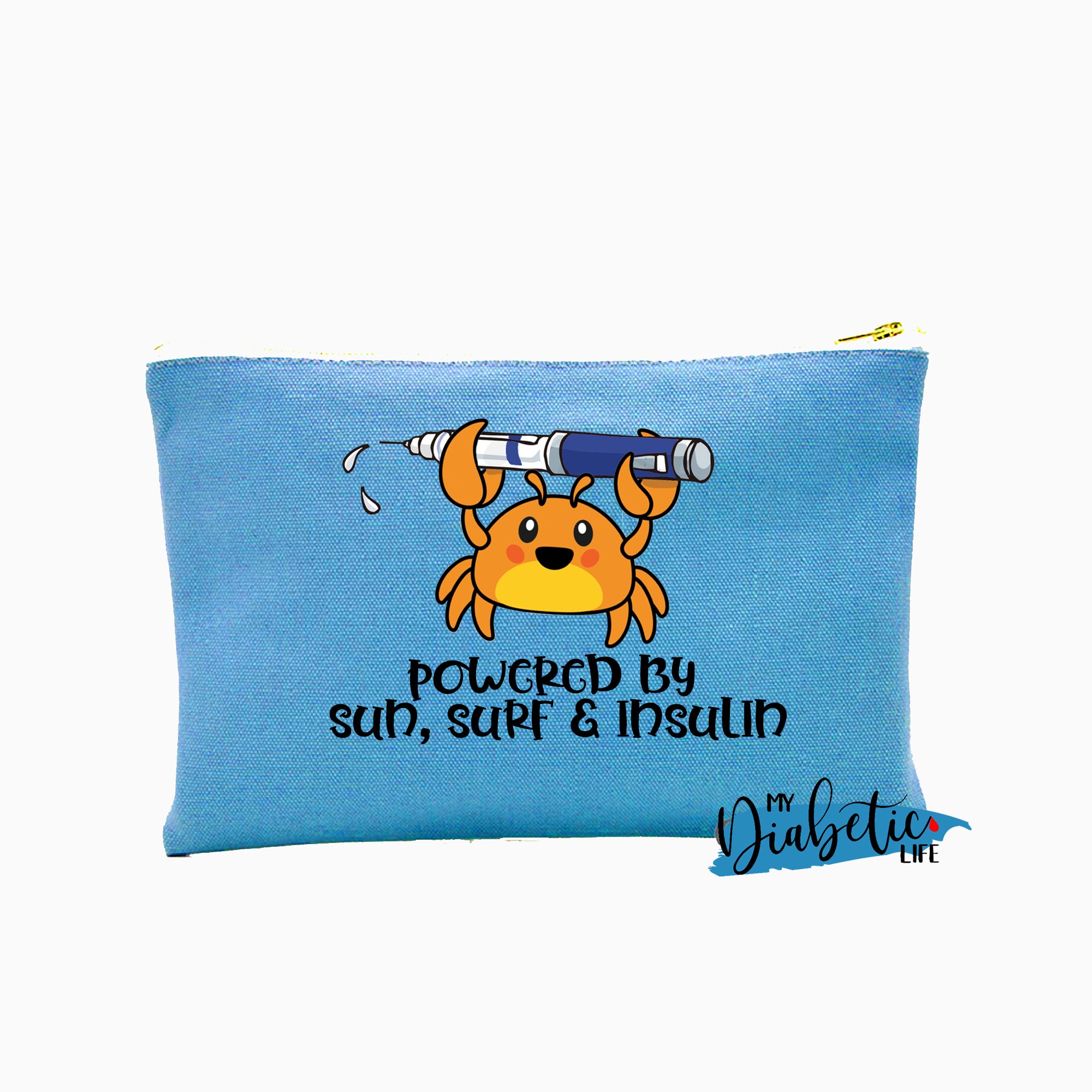 Im a crab - Powered by Sun Surf & Insulin - Carry all storage bag