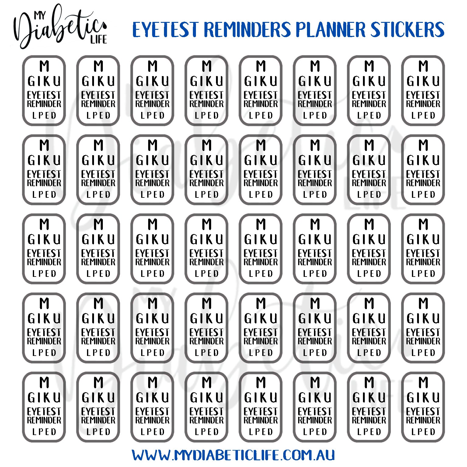 Eyetest Reminder Planner Stickers