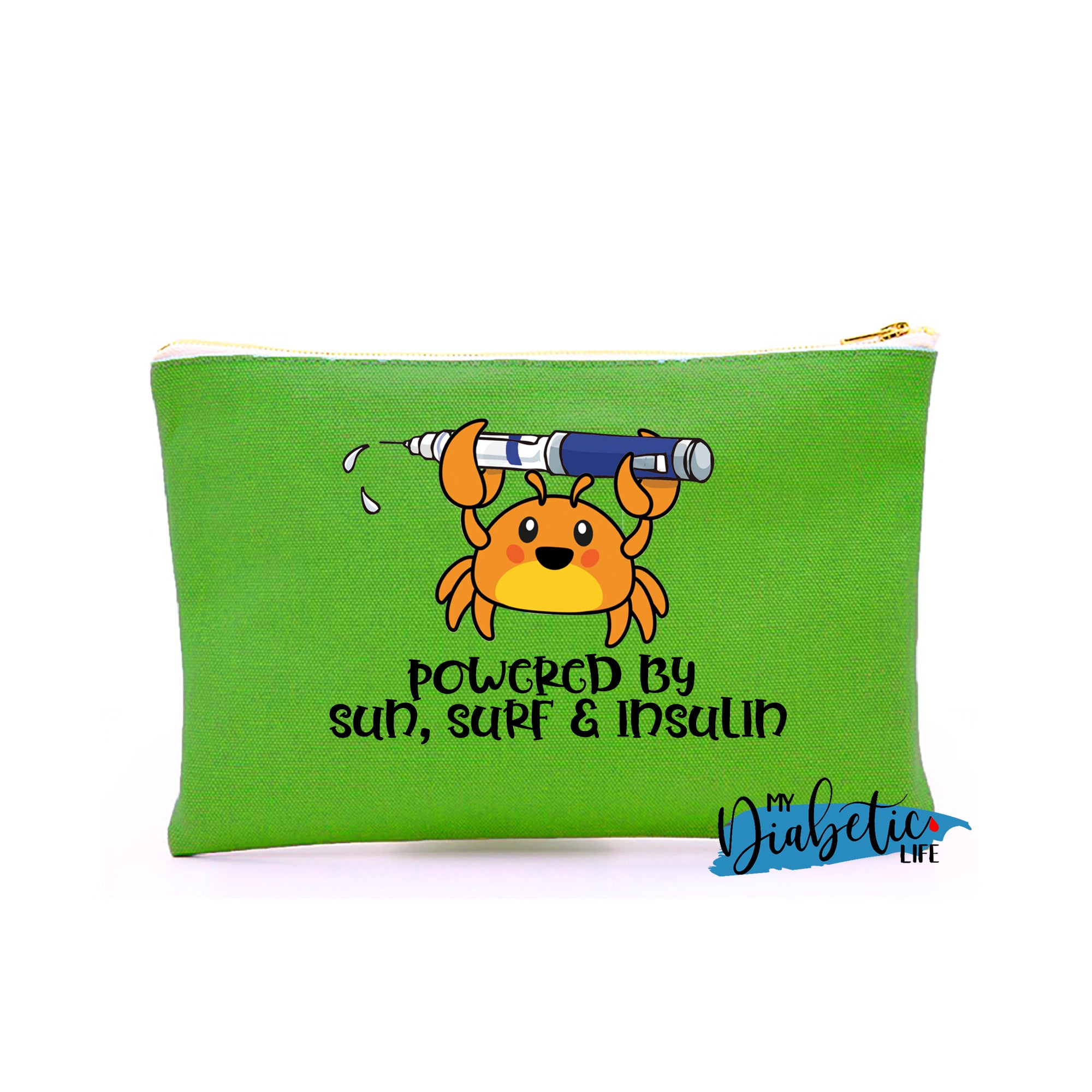 Im a crab - Powered by Sun Surf & Insulin - Carry all storage bag