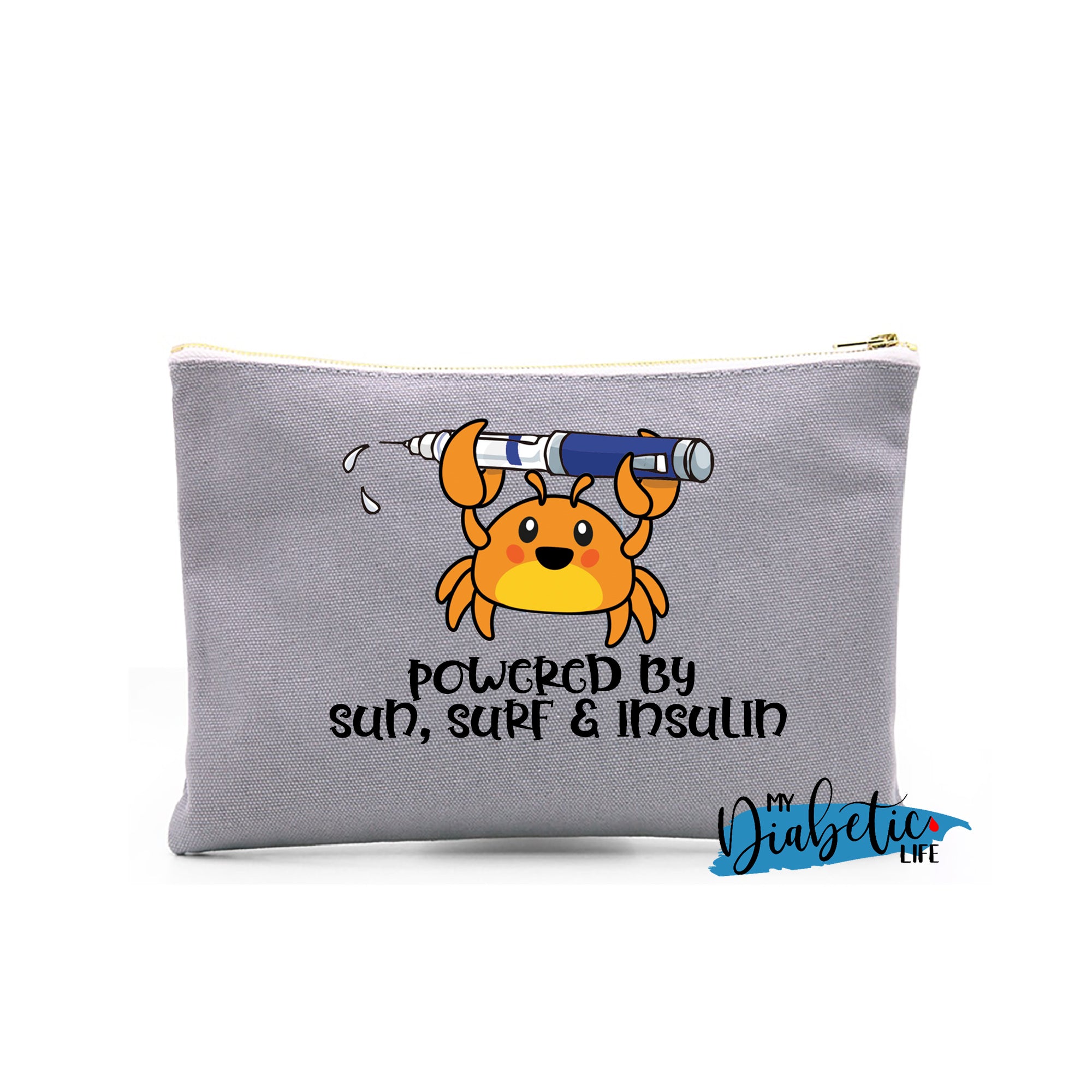 Im a crab - Powered by Sun Surf & Insulin - Carry all storage bag