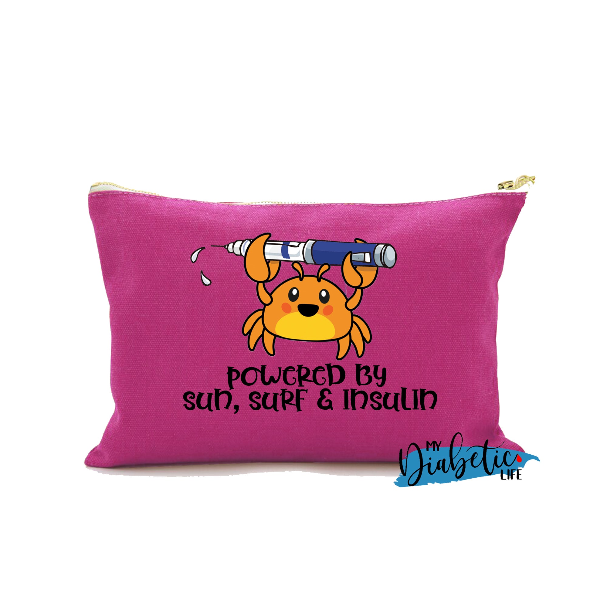 Im a crab - Powered by Sun Surf & Insulin - Carry all storage bag