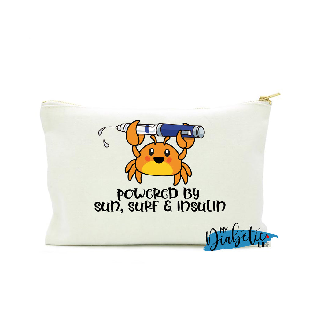 Im a crab - Powered by Sun Surf & Insulin - Carry all storage bag
