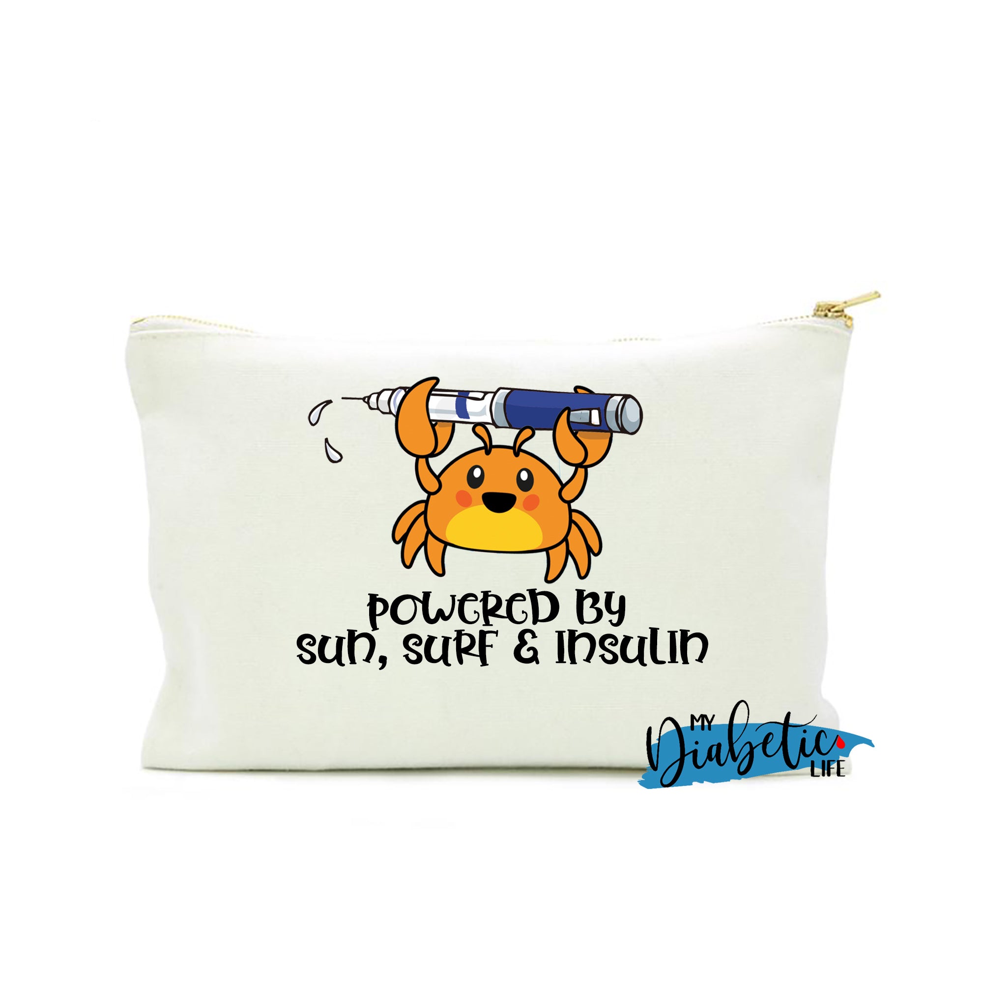 Im a crab - Powered by Sun Surf & Insulin - Carry all storage bag