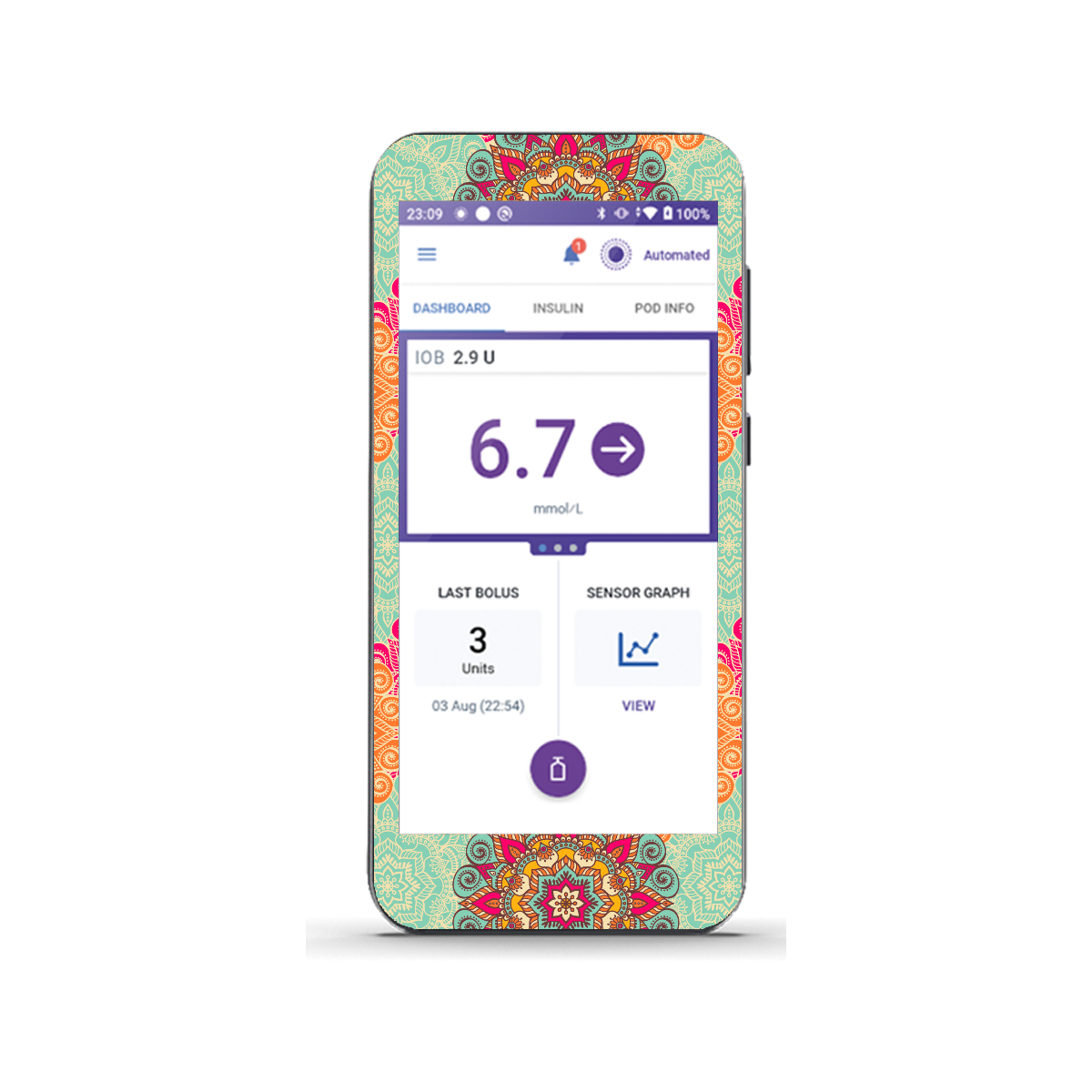 Bright Mandala - Omnipod 5 Receiver Sticker