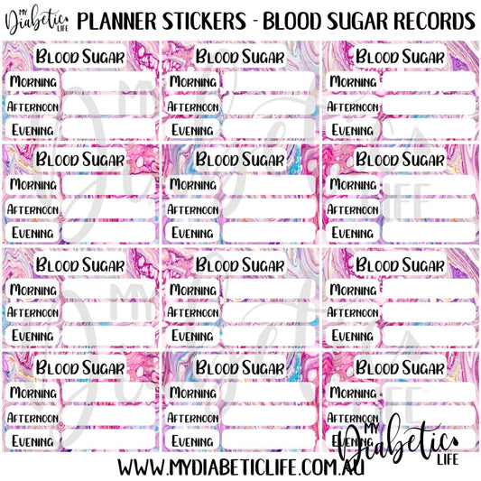 Pink Marble - 12 Blood Sugar Trackers For Planners Stickers