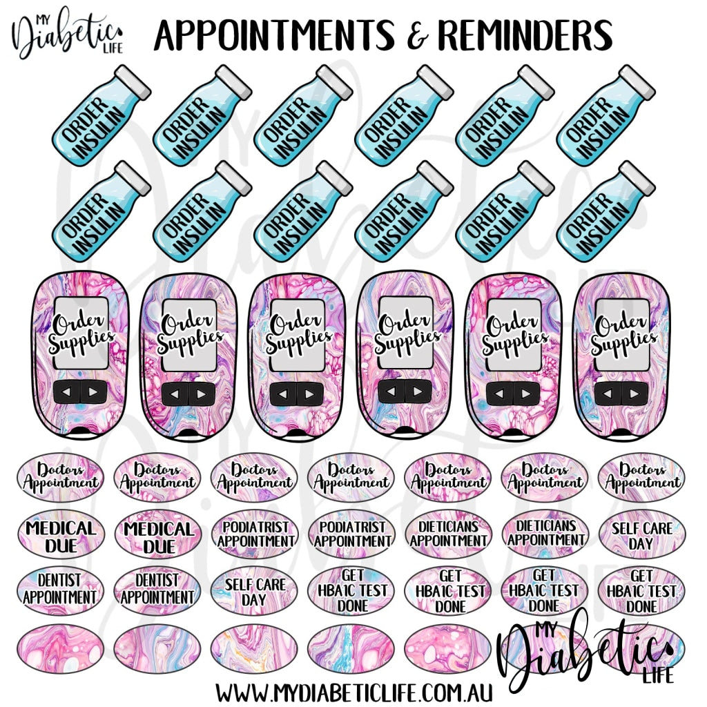 Pink Marble - 46 Appointment & Reminder Planner Stickers