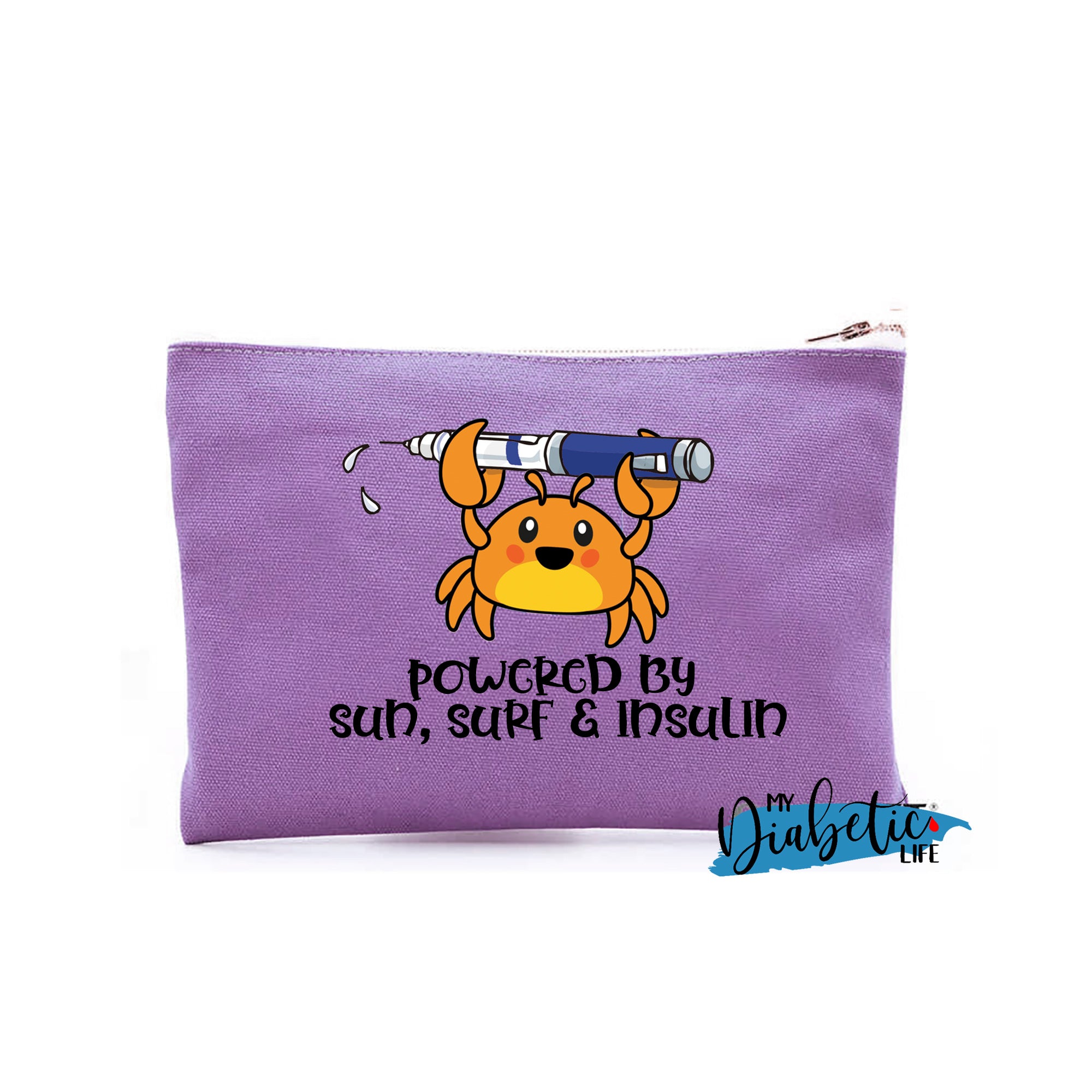 Im a crab - Powered by Sun Surf & Insulin - Carry all storage bag