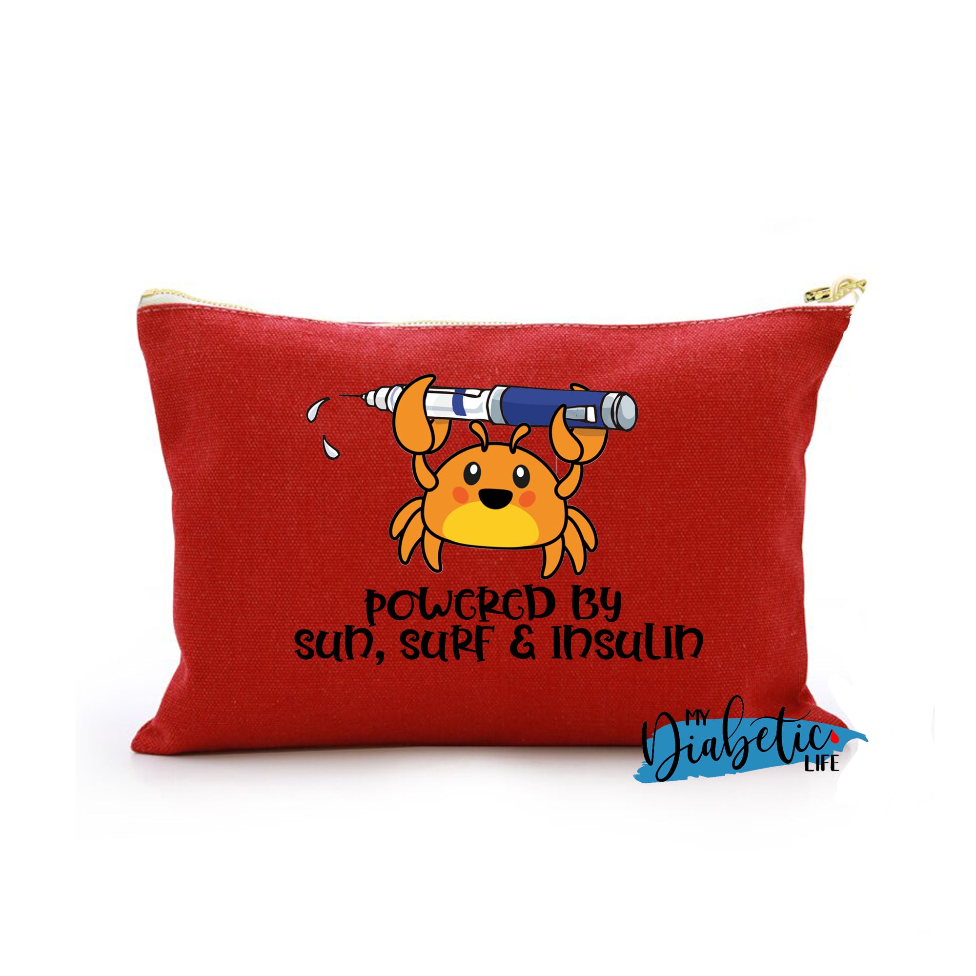 Im a crab - Powered by Sun Surf & Insulin - Carry all storage bag