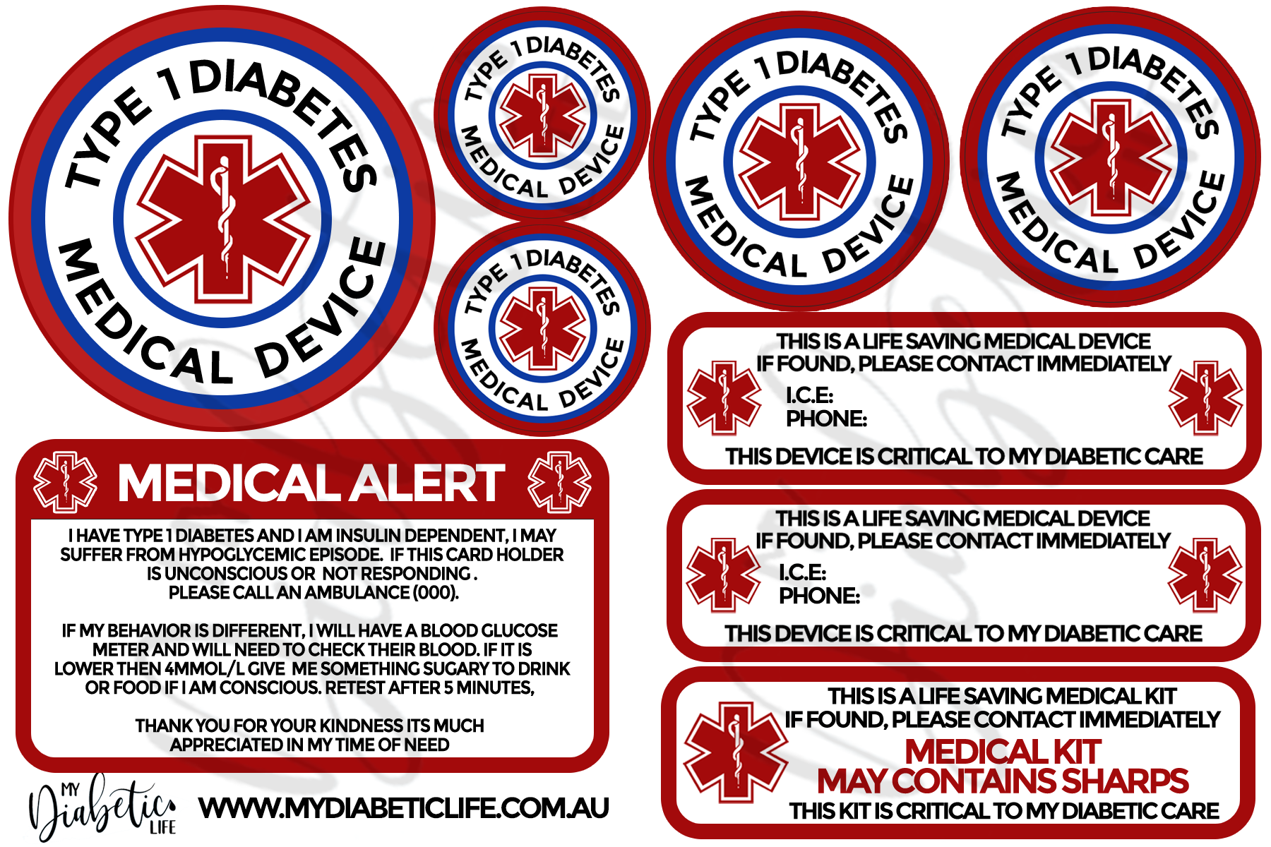 Personalised Medical Device Stickers - A6 Sheet