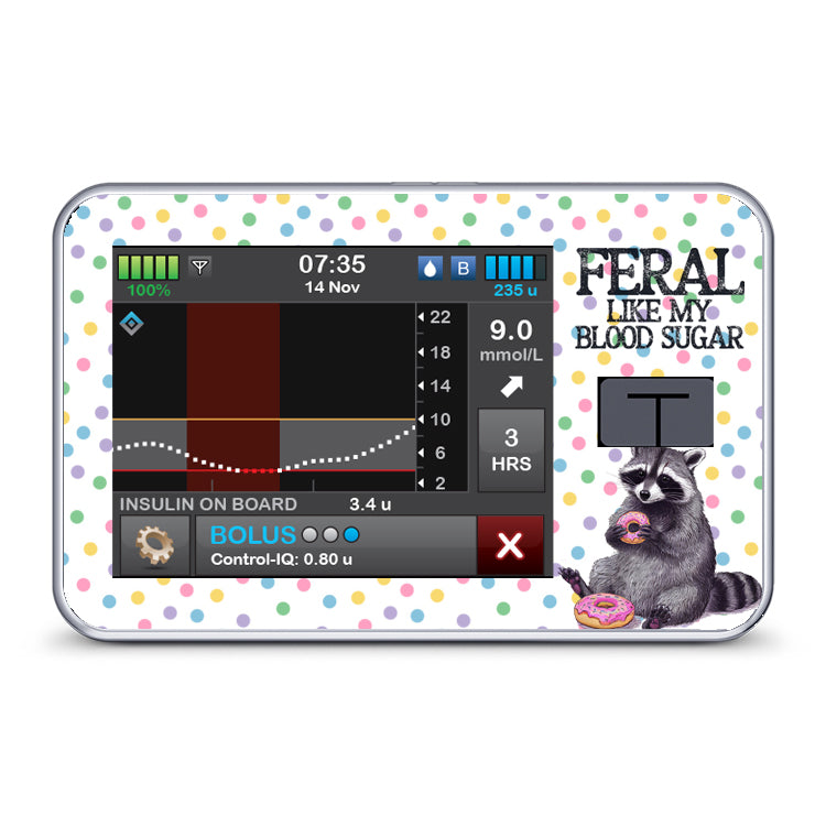 Feral like my blood sugar - Tandem T:slim X2 Pump Sticker