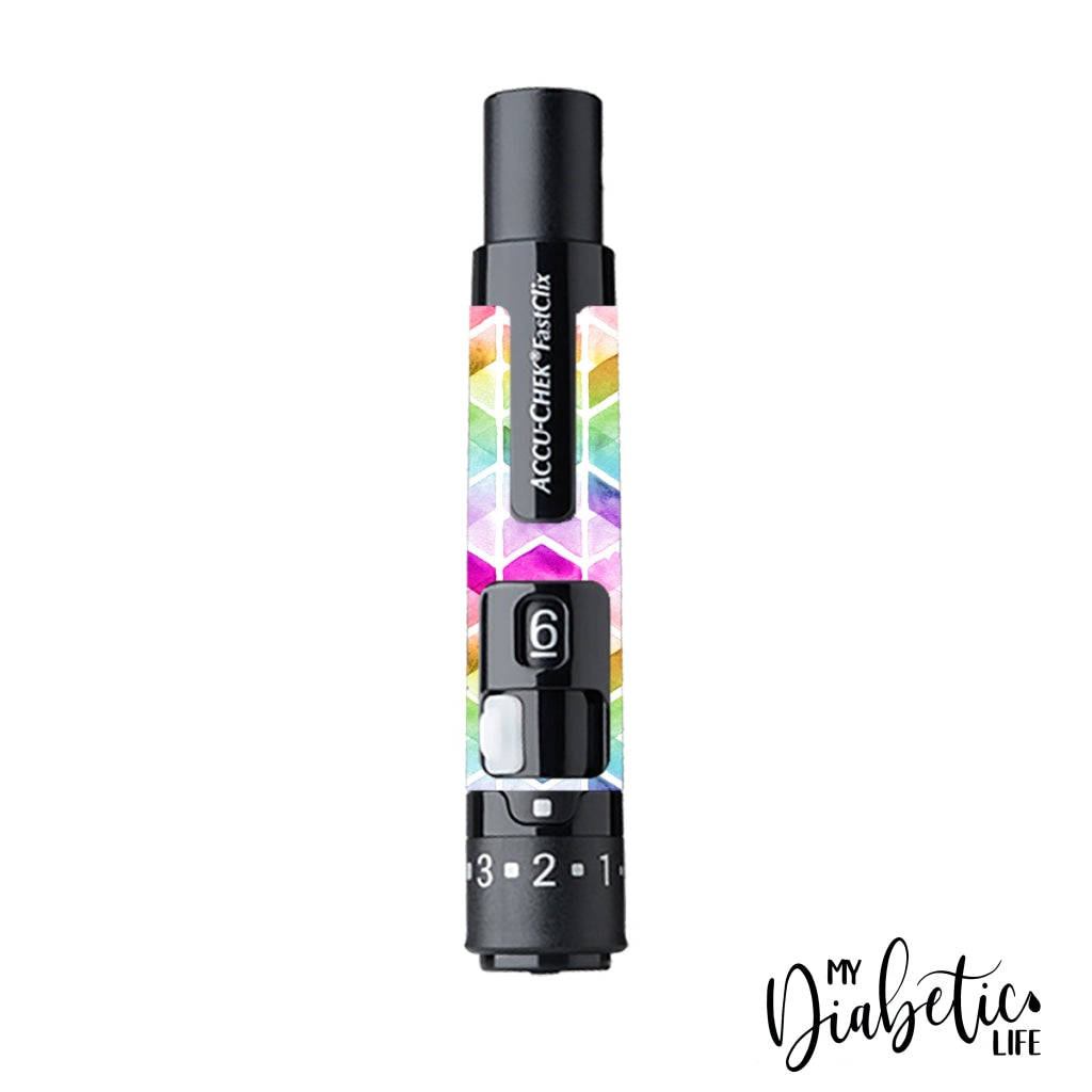 Watercolour Chevrons - Accu-Chek Fast-Clix Sticker Accuchek