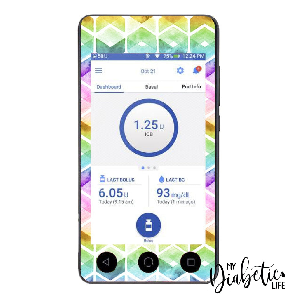 Watercolour Chevrons - Omnipod Dash Sticker