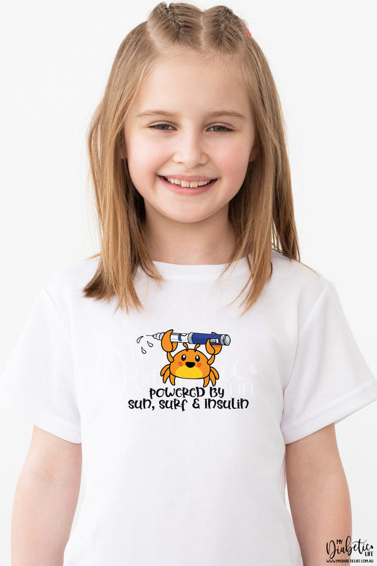 Powered by Sun, Surf & Insulin - I'm a crab - Kids Unisex T-Shirt