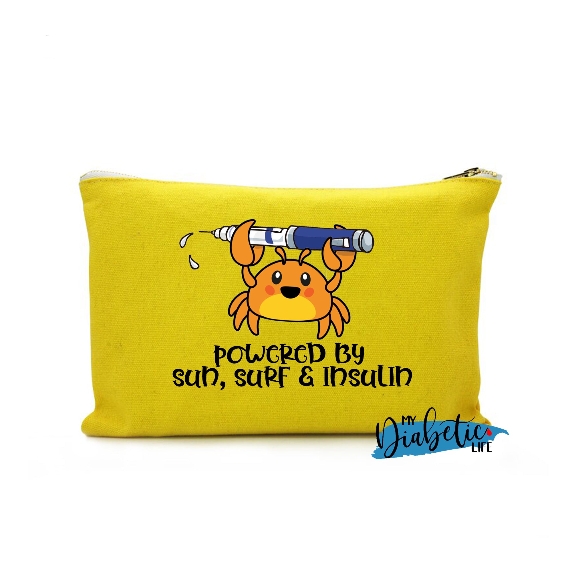 Im a crab - Powered by Sun Surf & Insulin - Carry all storage bag