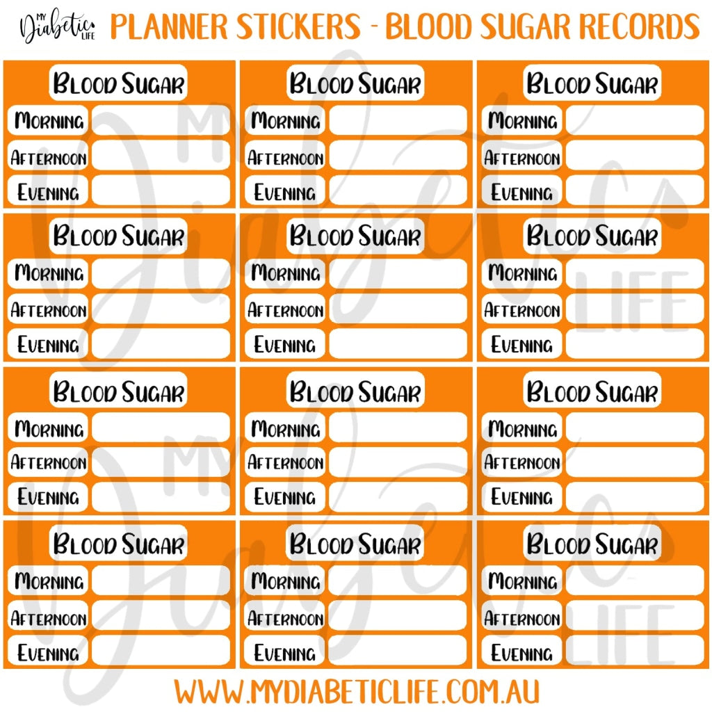 12 Blood Sugar Trackers For Planners Stickers