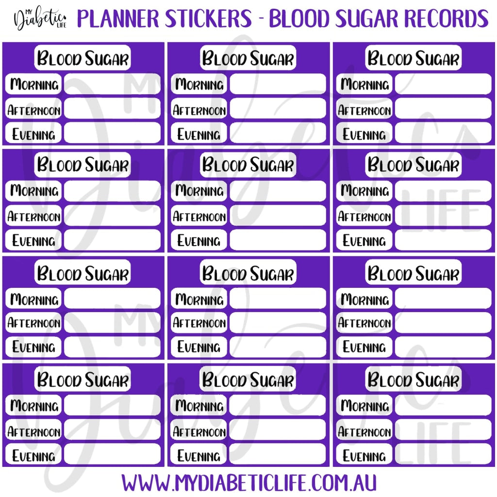 12 Blood Sugar Trackers For Planners Purple Stickers
