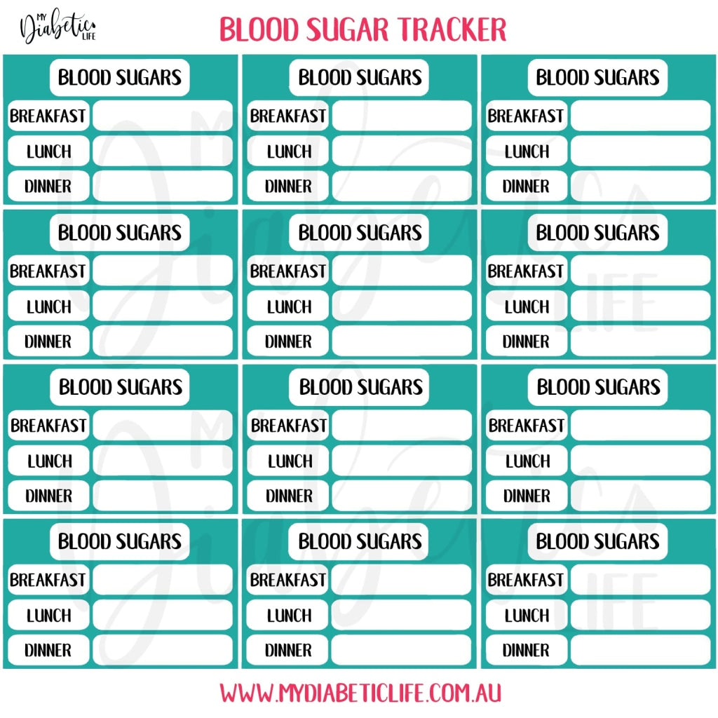 12 Blood Sugar Trackers For Planners Stickers