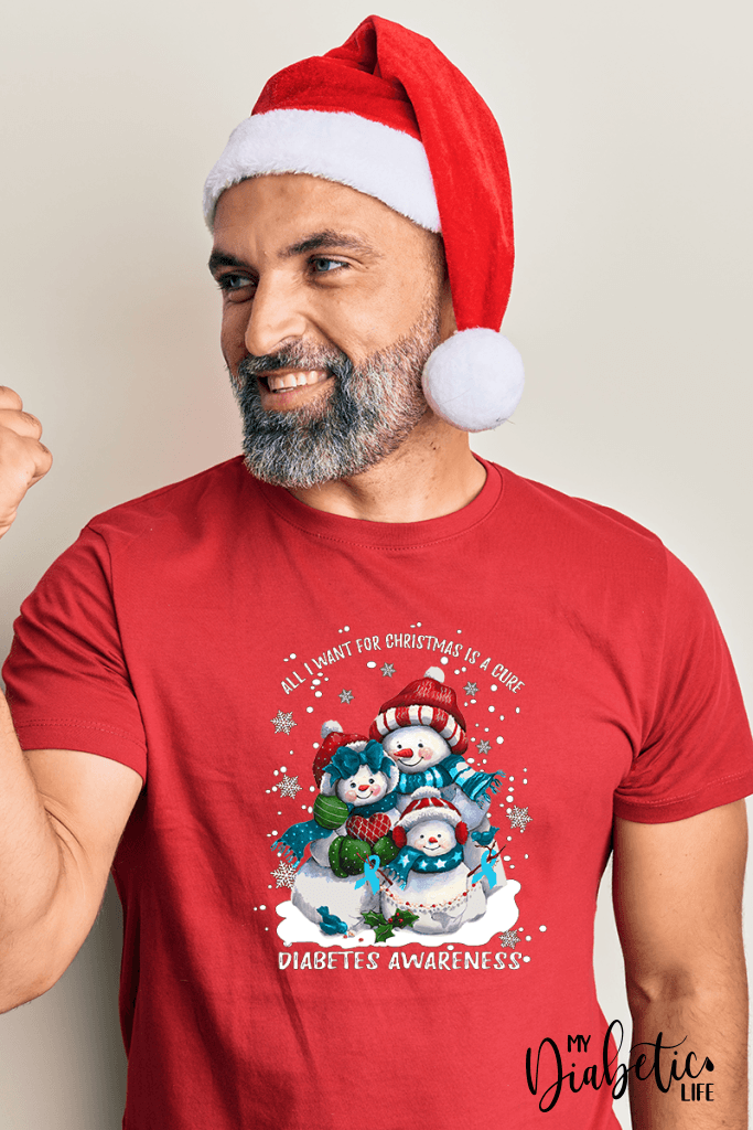 All I want for Christmas is a cure - Basic t-shirt, Unisex Graphic Diabetes Tee - MyDiabeticLife
