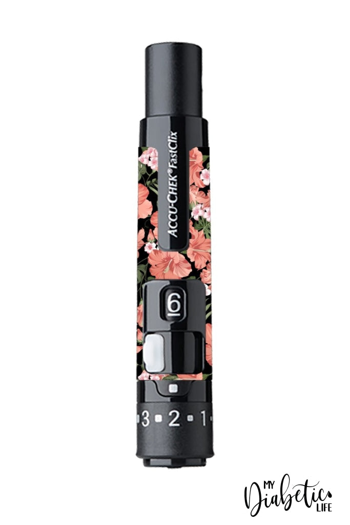 Apricot Hibiscus - Accuchek Fast-Clix Lancet Device Peel Skin And Decal Sticker