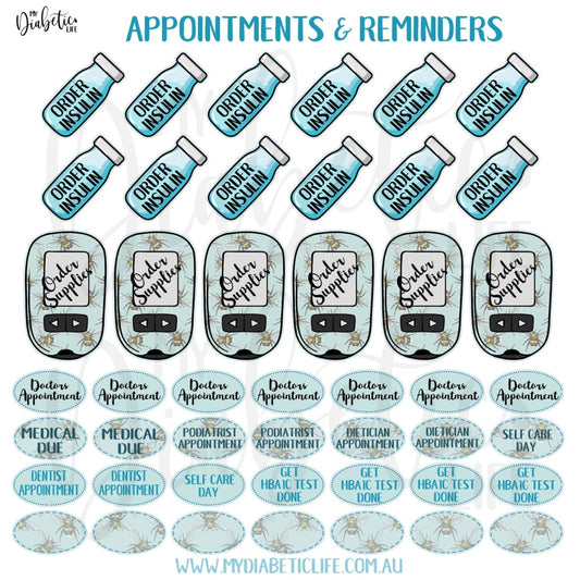 Patterns - Pick your Fav - 46 Appointment & Reminder Planner Stickers - MyDiabeticLife