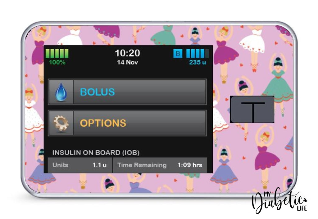 Ballerina - Tandem Tslim X2 Pump Peel Skin And Decal Insulin Pump Sticker T:slim
