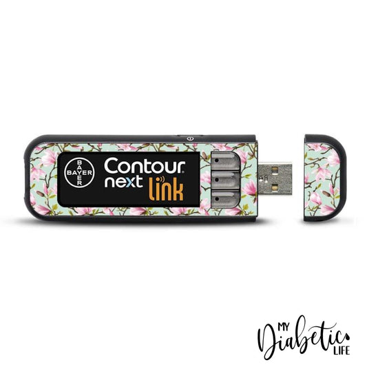 Blossoms - Contour Next Link Usb Peel Skin And Decal Glucose Meter Sticker