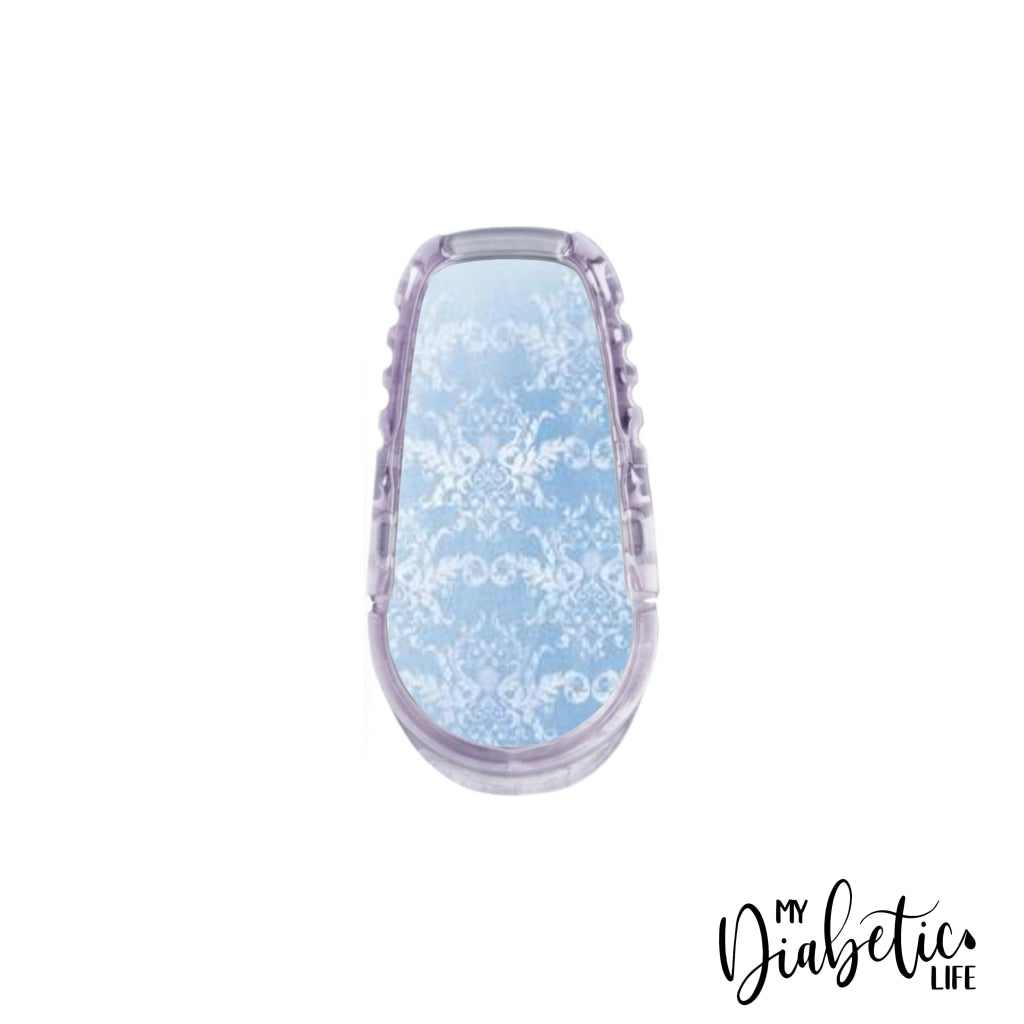 Blue Damask - Dexcom Transmitter G6 Peel Skin And Decal Cgm Sticker